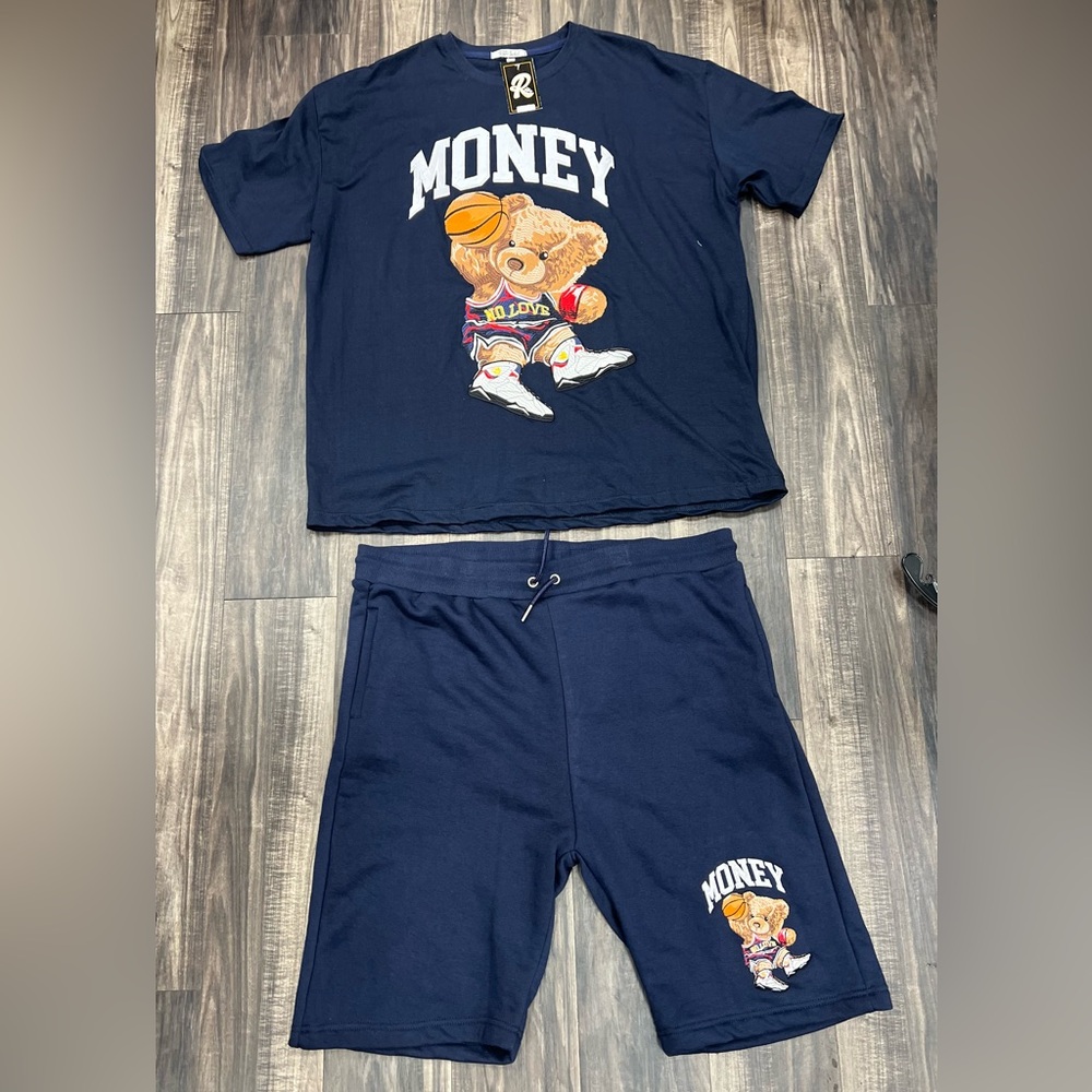 Retro Label Navy Graphic T-Shirt and Shorts Set
